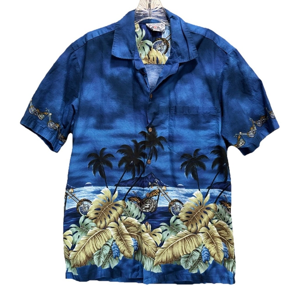 Pacific Legend Shirt‎ Hawaiian/Tropical Biker Button Up Size M Short Sleeve